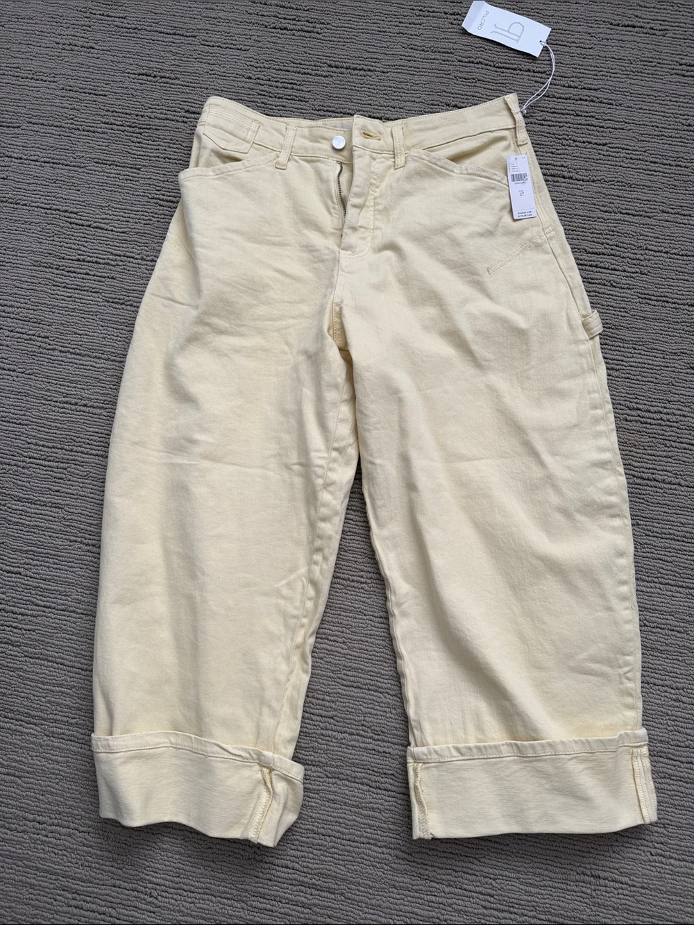 Pilcro Kayden High Rise Cuffed Carpenter Barrell Jeans, Yellow Sz 27 NWT - Picture 6 of 8